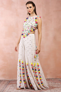 Off White Embroidered Choli With Sharara