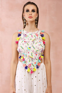 Off White Embroidered Choli With Sharara