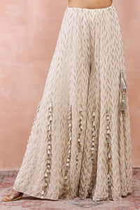 Off White Applique Embroidered Choli With Sharara