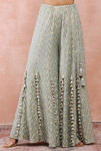 Powder Blue Applique Embroidered Choli With Sharara