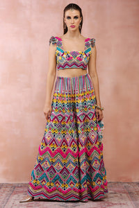 Muli Colour Embroidered Choli With Sharara