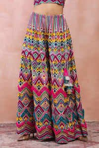 Muli Colour Embroidered Choli With Sharara