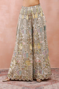 Off White Embroidered Choli With Sharara And Dupatta