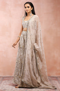Grey Embroidered Choli With Sharara And Dupatta