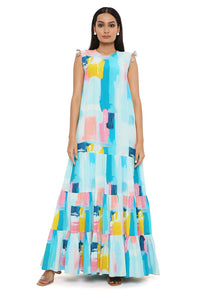 Painterly Print Layered Dress