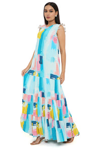 Painterly Print Layered Dress