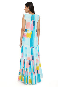 Painterly Print Layered Dress