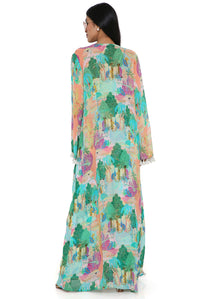 Grey Kuno Printed Frill Jacket With Top And Pallazo