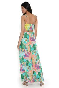 Grey Kuno Printed Frill Jacket With Top And Pallazo