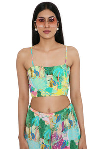 Grey Kuno Printed Frill Jacket With Top And Pallazo