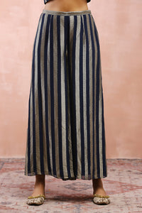 Navy Embroidered Jacket With Bustier And Pallazo Pant