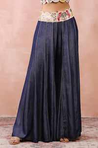 Stone Jacket And Bustier With Denim Sharara