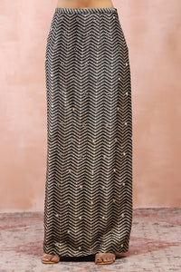 Gold Embroidered Jacket With Bustier And Skirt