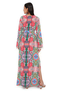 Red Enchanted Print Beyza Kaftan