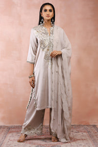 Grey Bagh Embriodered Kurta With Pant And Dupatta