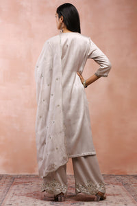 Grey Bagh Embriodered Kurta With Pant And Dupatta