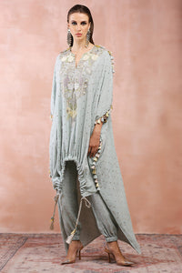 Powder Blue High Low Kurta With Jogger Pant