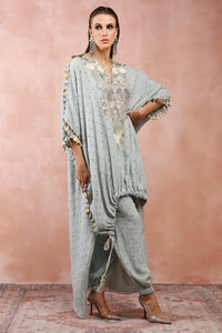 Powder Blue High Low Kurta With Jogger Pant