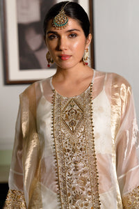 Parhez Gold Embroidered Tunic, Bustier And Palazzo