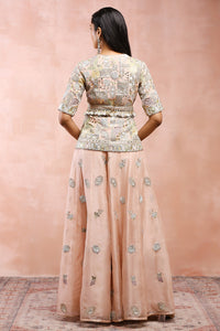 Rose Pink Embroiderd Short Kurta With Sharara