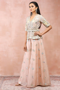 Rose Pink Embroiderd Short Kurta With Sharara