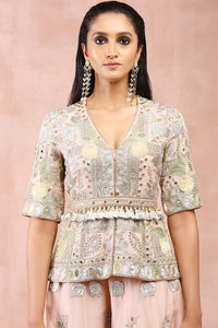 Rose Pink Embroiderd Short Kurta With Sharara