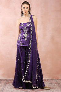 Purple Tube Backless Kurta With Sharara And Dupatta