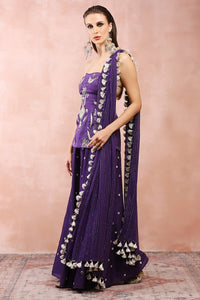 Purple Tube Backless Kurta With Sharara And Dupatta