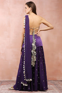 Purple Tube Backless Kurta With Sharara And Dupatta