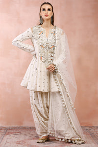 Off White Kurta With Salwaar And Dupatta
