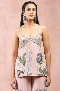 Rose Pink Niloufar Print Kurta With Sharara And Dupatta