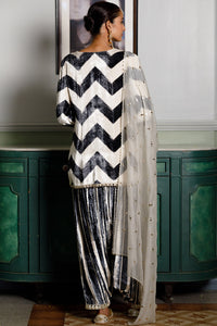 Asfi Black & White Embroidered Kurta Set