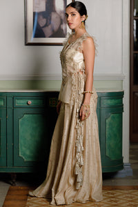 Fawzia Stone Embroidered Bib With Bustier And Sharara