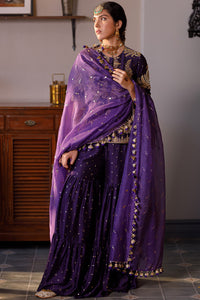 Fatima Purple Kurta And Frill Sharara Set