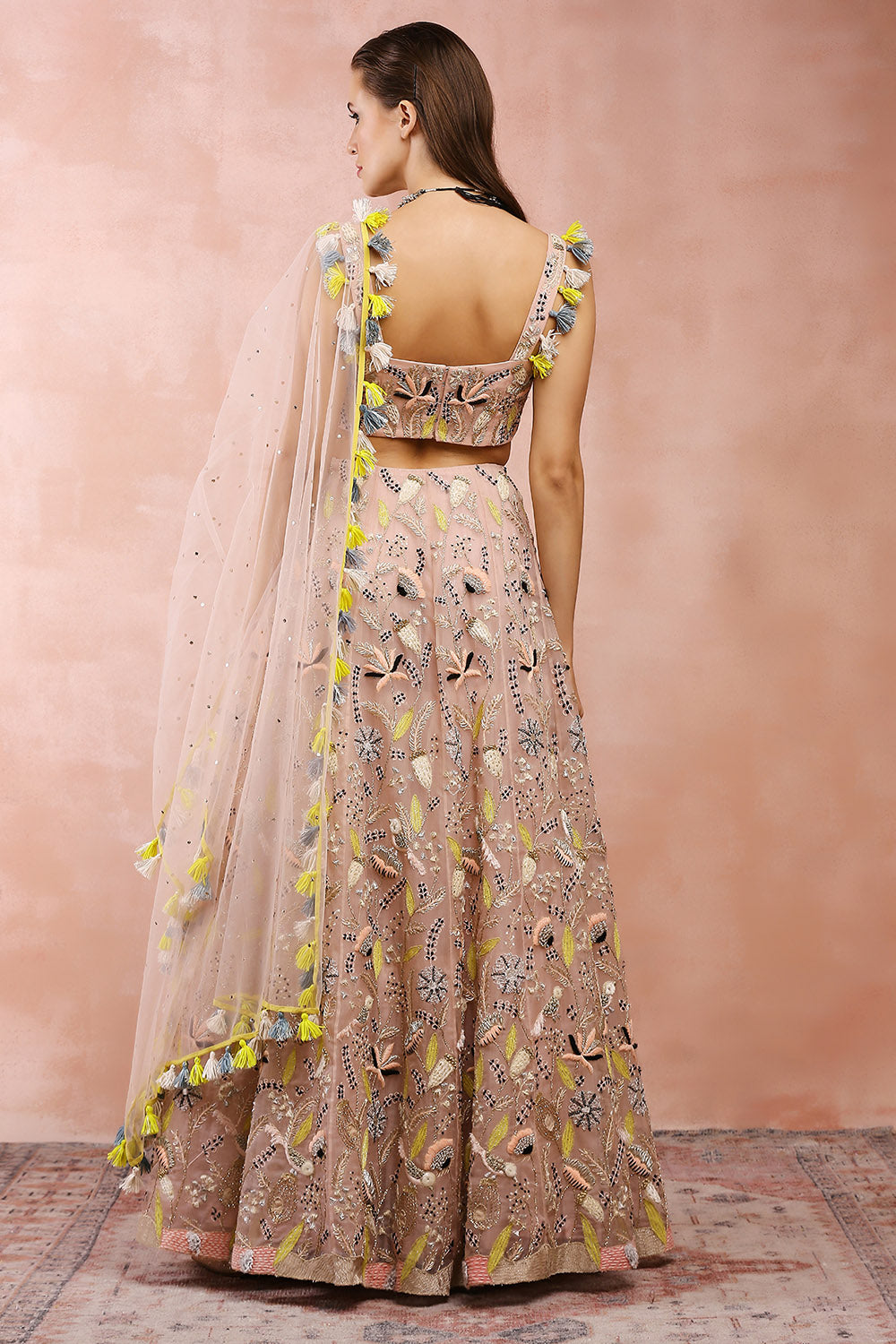 Buy Magnific Orange-Pink Embroidered Banarasi Silk Bridal Lehenga Choli  From Zeel Clothing.