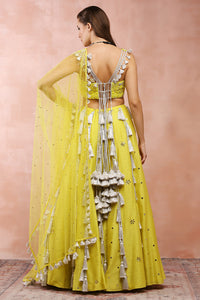 Yellow Embroidered Choli And Lehenga With Dupatta