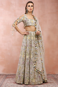Off White Embroidered Choli And Lehenga With Dupatta