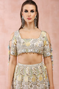 Off White Embroidered Choli And Lehenga With Dupatta