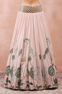 Rose Pink Niloufar Print Choli With Lehenga And Dupatta