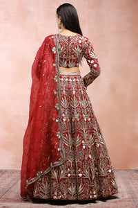 Dark Red Choli With Lehenga And Dupatta