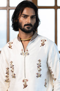 Off White Embroidered Kurta With Pant