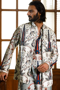 Blue Embroidered Forest Whisper Bandi, Kurta and Churidar