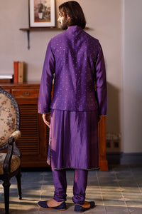 Purple Embroidered Bandi With Kurta And Churidar