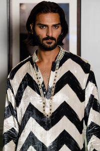 Chevron Printed Embroidered Kurta And Salwar