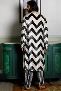 Chevron Printed Embroidered Kurta And Salwar