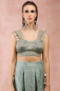 Sage Green Corset Top With Low Crotch Pant