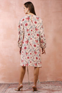 Blush Pink Gulbagh Print Front Embroidered Balloon Top