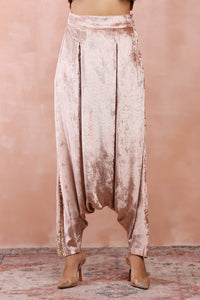 Rose Pink Embroidered Top With Lowcrotch Pant