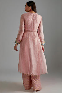 Rose Pink Anarkali With Palazzo & Dupatta