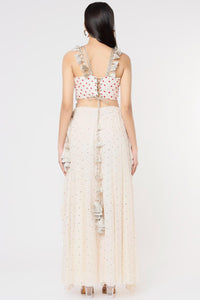 Off White Embroidered Yoke Bustier & Sharara